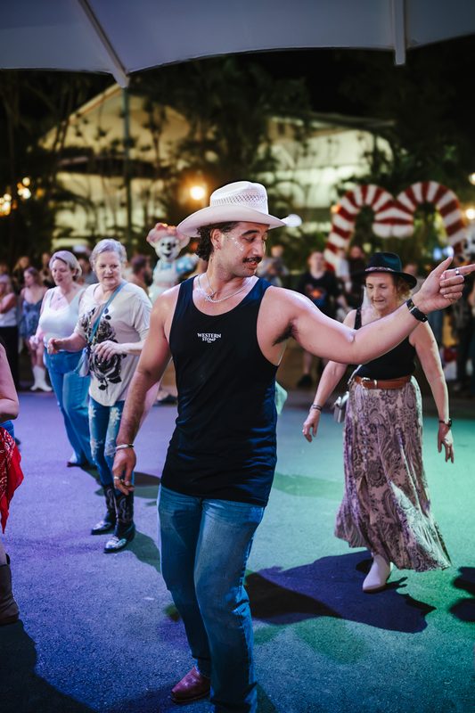 Dreamworld Night Market — Western Stomp line dancing
